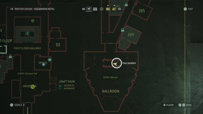 map showing a word of power location with a white circle