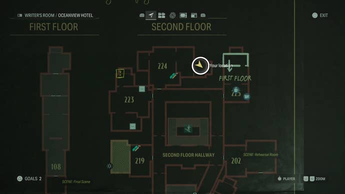 map showing a word of power location with a white circle