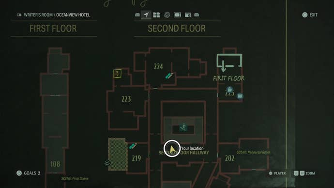 map showing a word of power location with a white circle