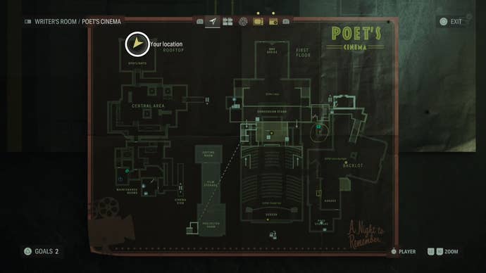 map showing a word of power location with a white circle