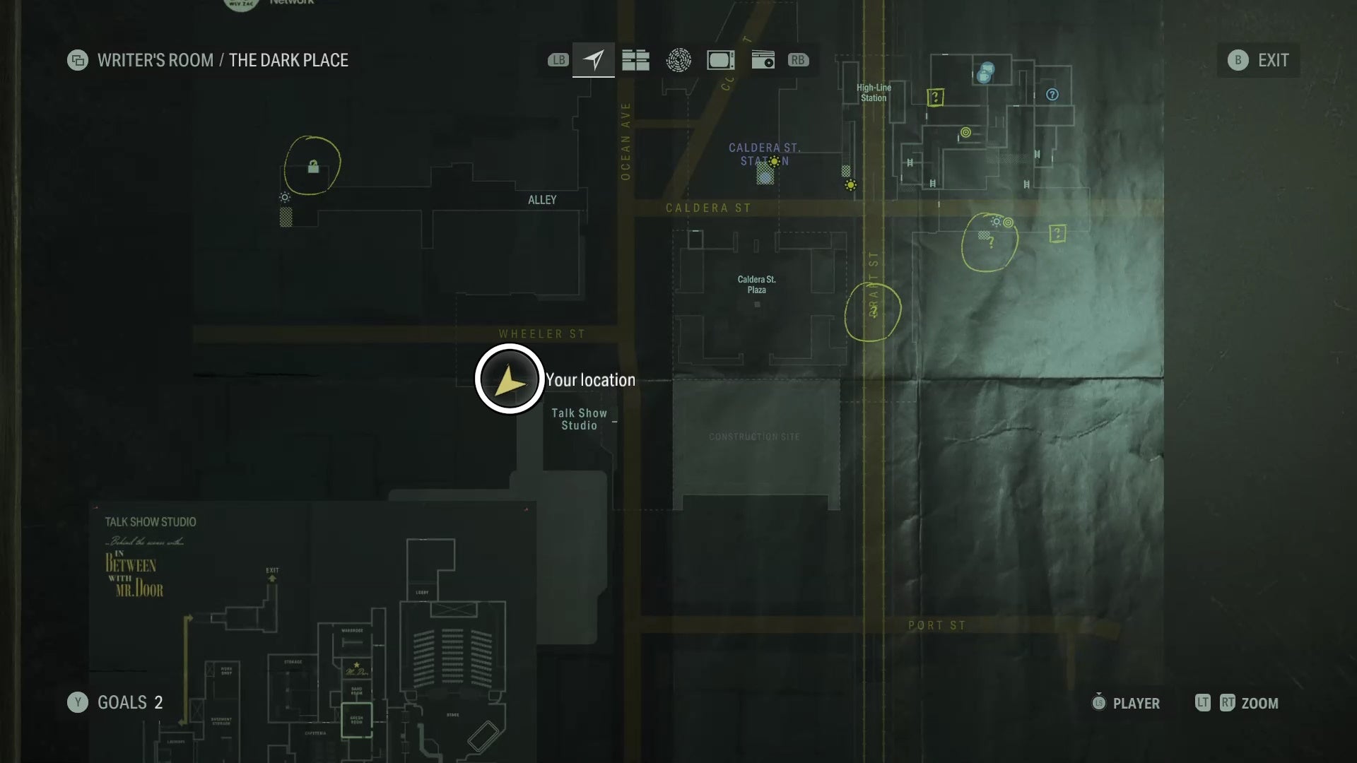 map showing a word of power location with a white circle