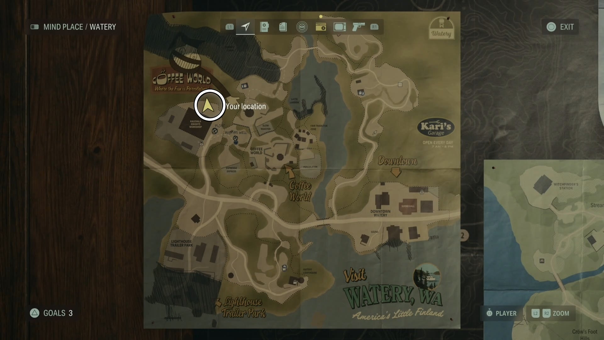 watery map of a lunch box location circled in white
