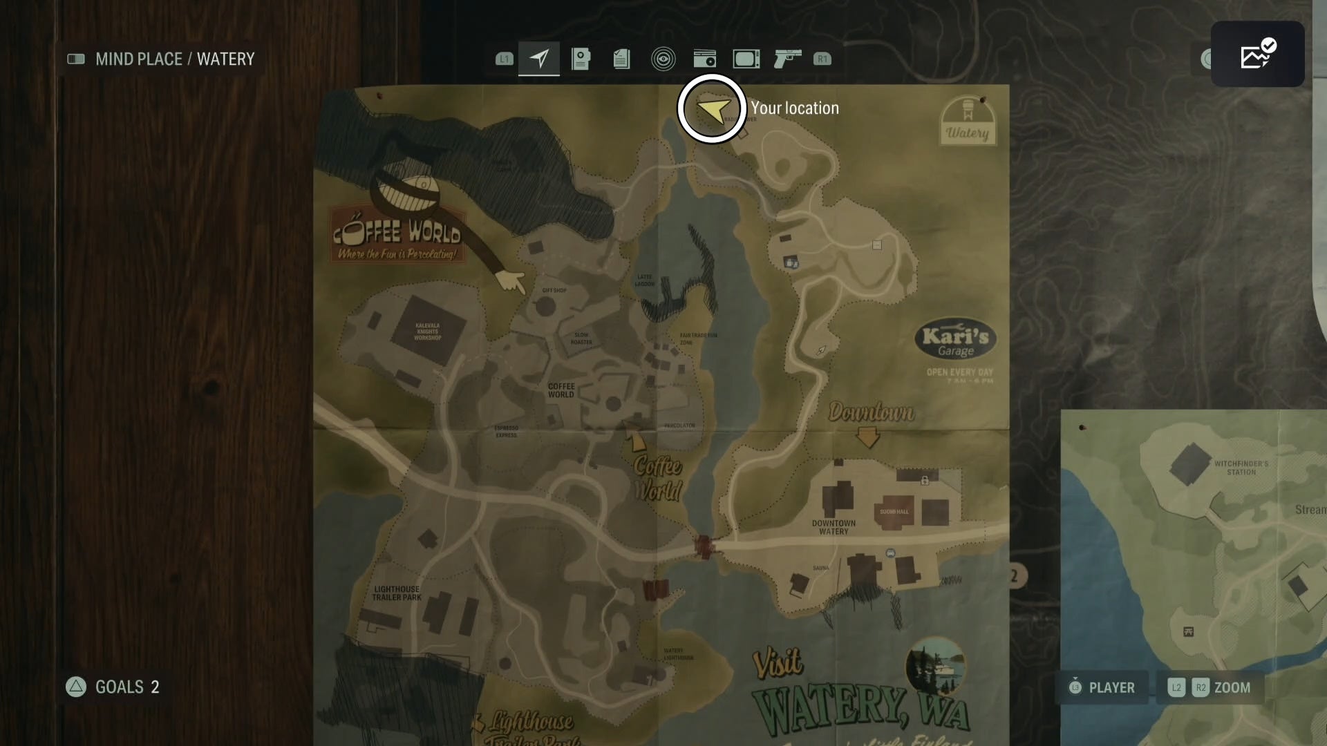 watery map of a lunch box location circled in white