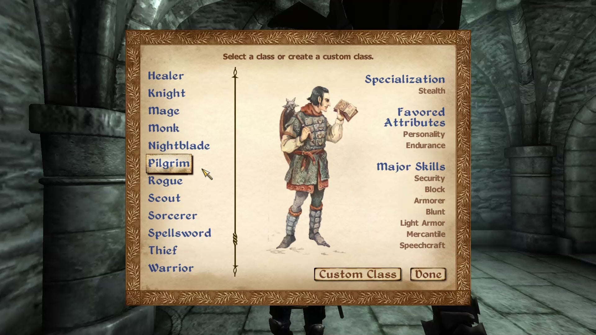 The Pilgrim class in Oblivion.