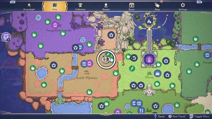 a doll location in sunlit plateau circled on the map