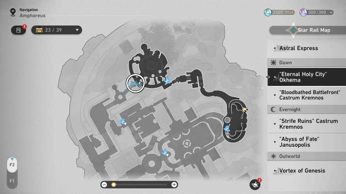 Circled map location of an Okhema Nymph in Honkai Star Rail.