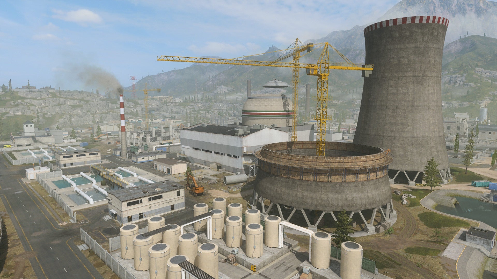 drone view of the popov power point of interest on the urzikstan warzone map