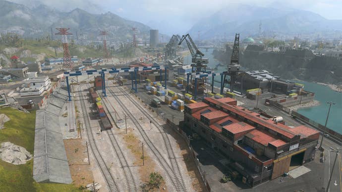 drone view of the urzikstan point of interest on the urzikstan warzone map