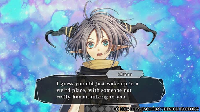 Character, Orion, speaks to the player character about their amnesia in Amnesia: Memories