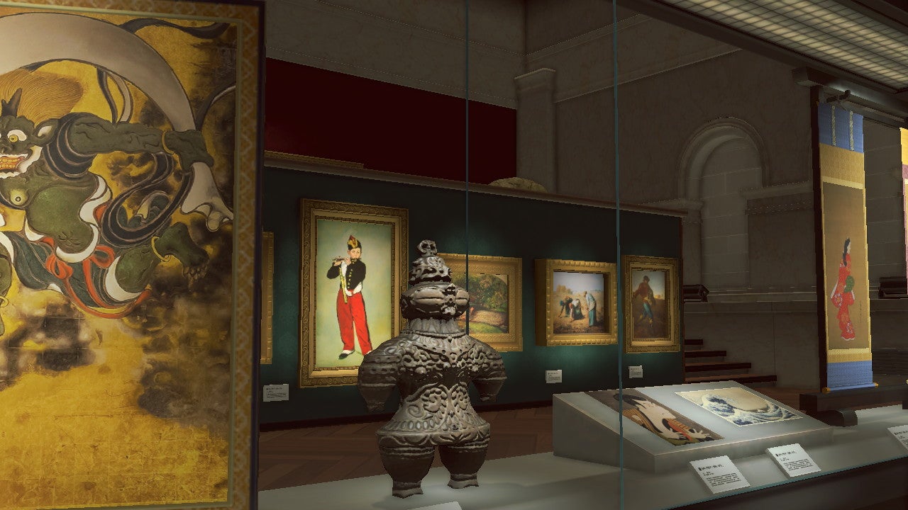 Inside the art gallery in Animal Crossing.