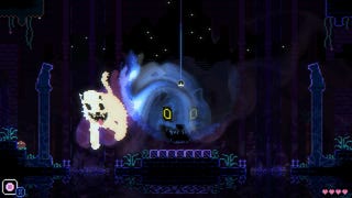 A ghost cat looms over the player in Animal Well.