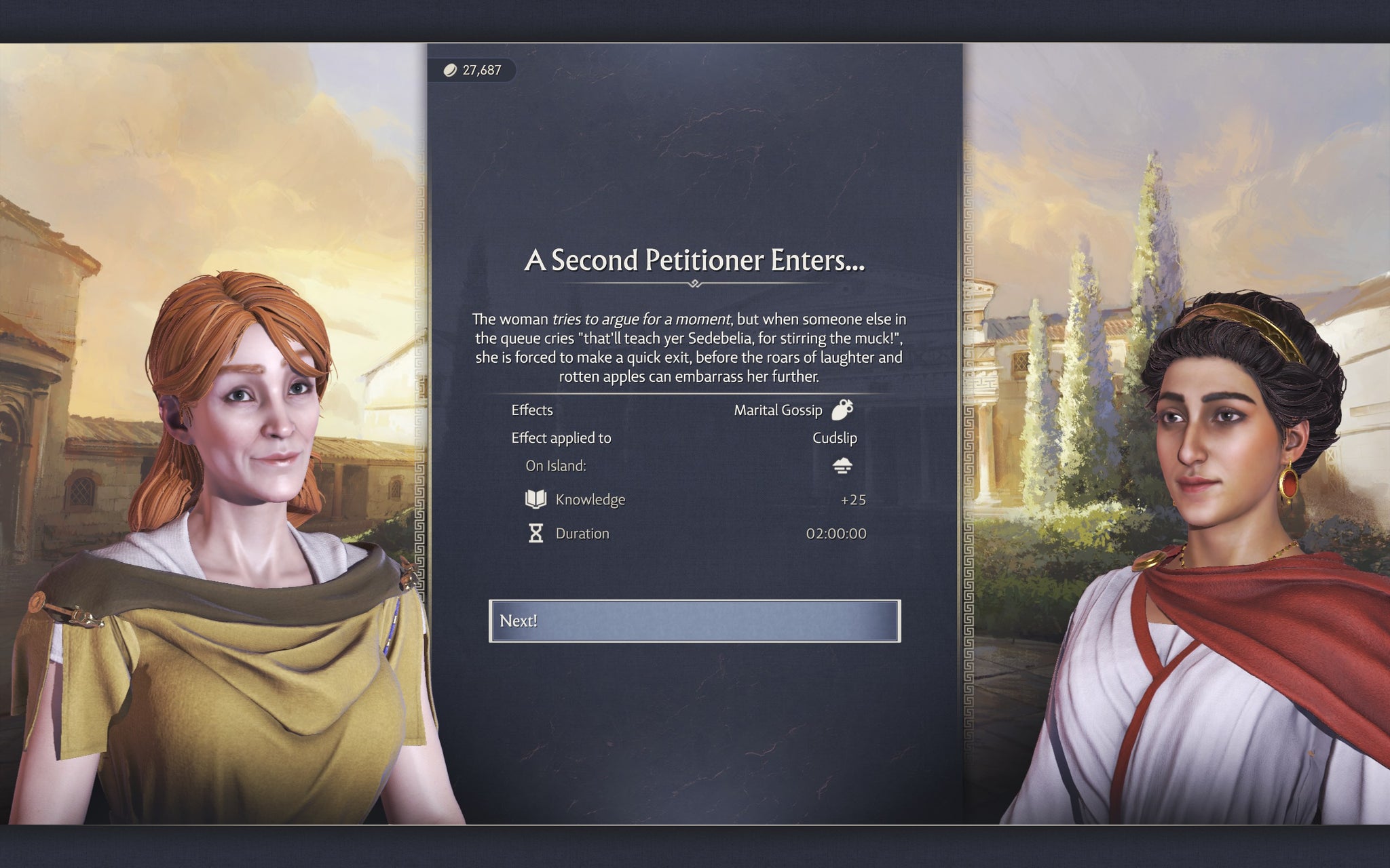 The details of a petitioner encounter in Anno 117: Pax Romana. - 8