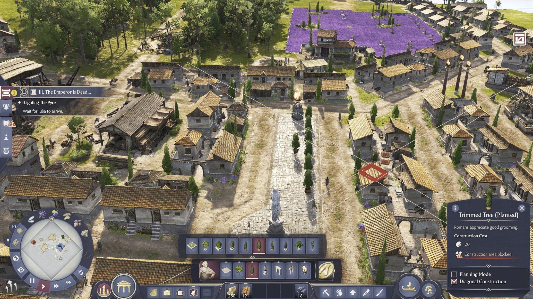 A nicely decorated Roman street in Anno 117: Pax Romana. - 1