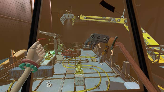 Using a robot claw hand to pilot a crane in Another Fisherman’s Tale