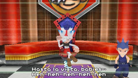 Specter speaks ominously to the player in Ape Escape