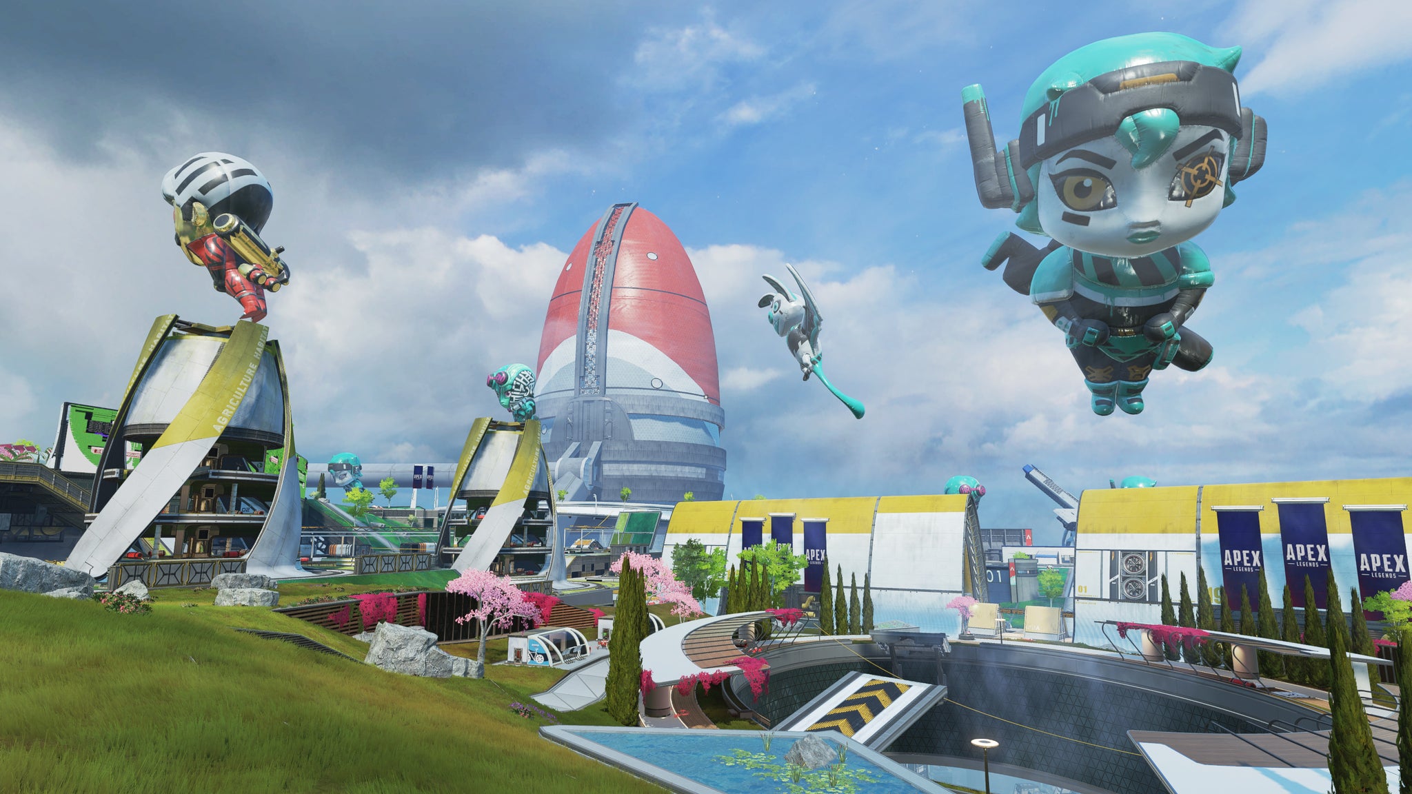 Apex Legends' Olympus map is decorated with giant Legend-shaped balloons for Season 20. - 8
