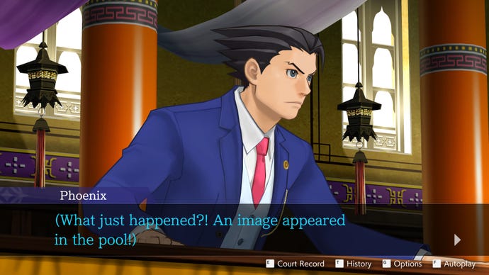 Phoenix Wright stands at the bar in the Apollo Justice: Ace Attorney Trilogy