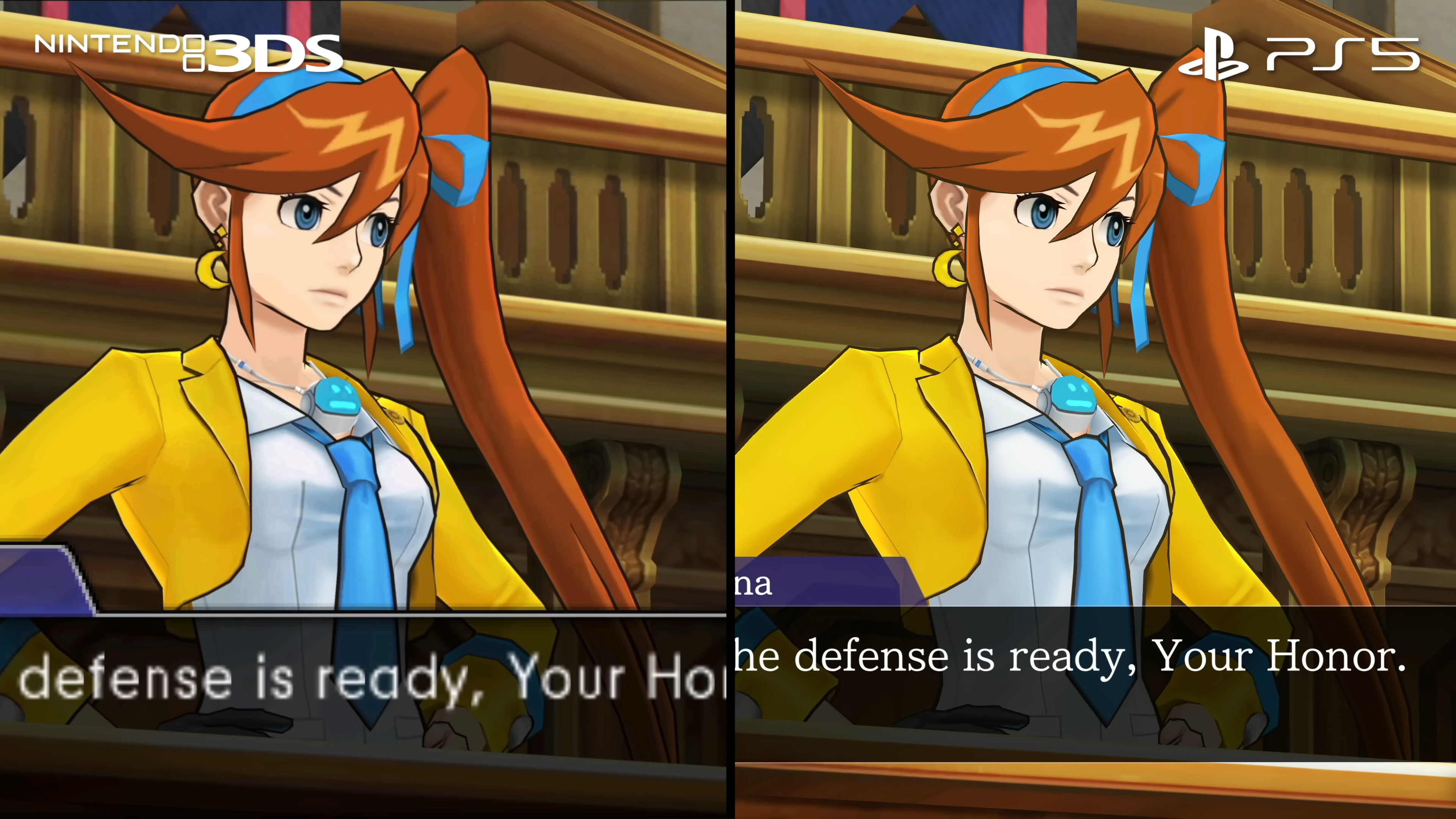 ace attorney dual destinies 3ds vs ps5 comparison showing character art