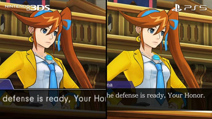 ace attorney dual destinies 3ds vs ps5 comparison showing character art