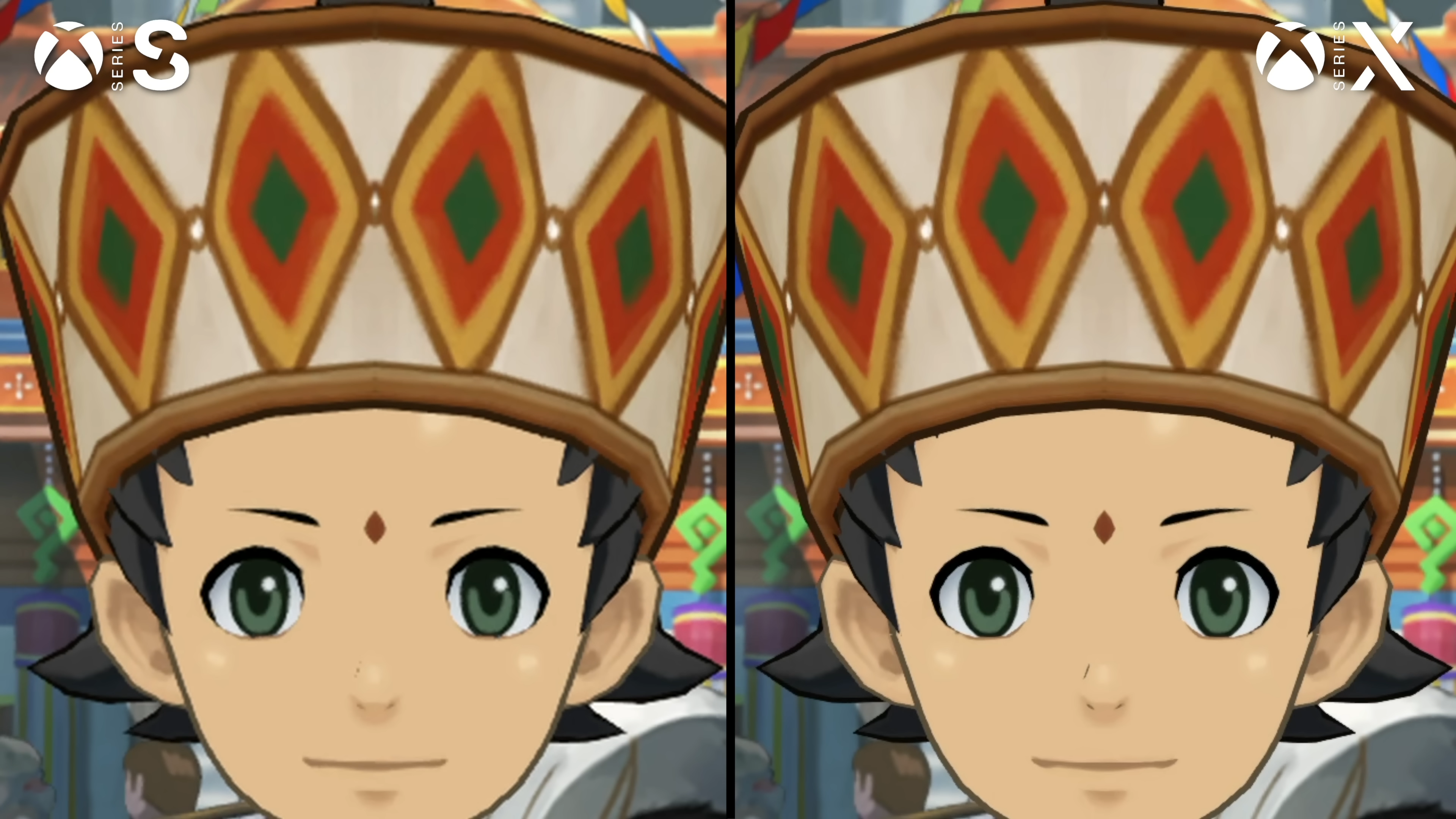 Series X vs Series S comparison, showing lower-res on Series S