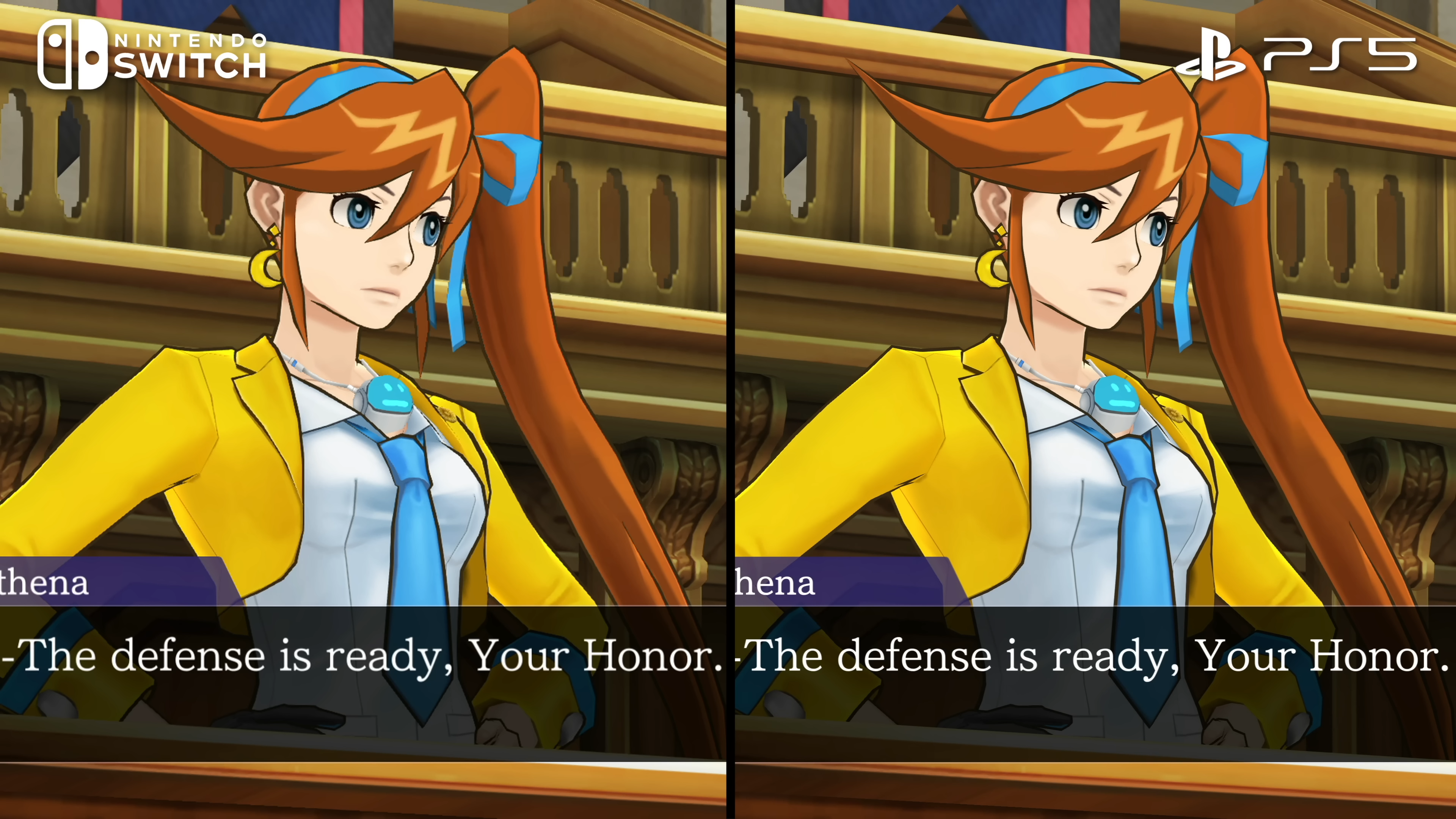 PS5 vs Switch comparison, showing lower-res on Switch