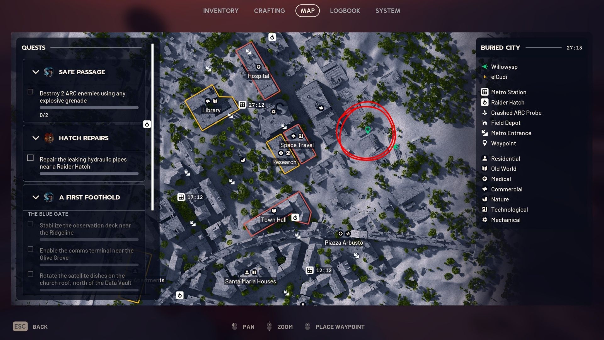 A map location showing the Buried Properties in Arc Raiders - 10