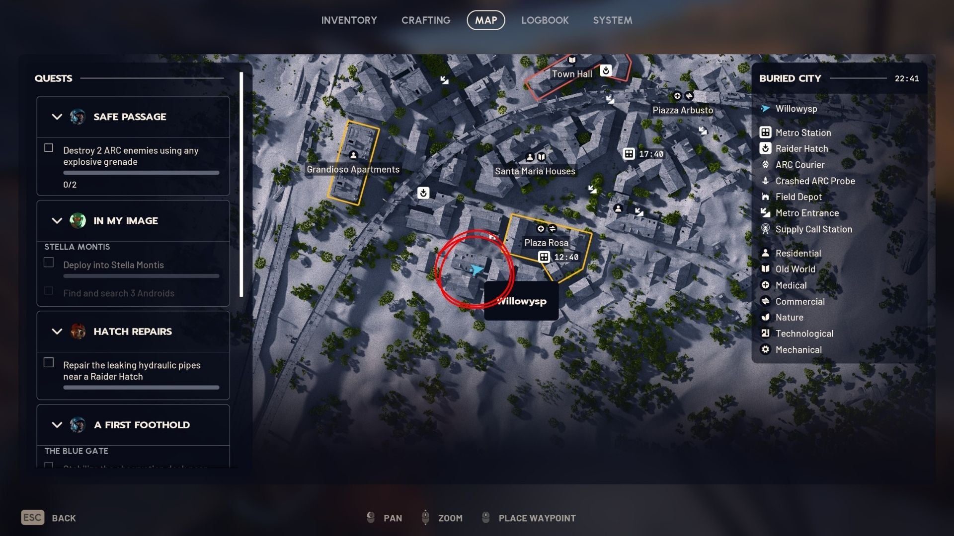 An image showing the map location for the rooftop in Eyes on the Prize - 4