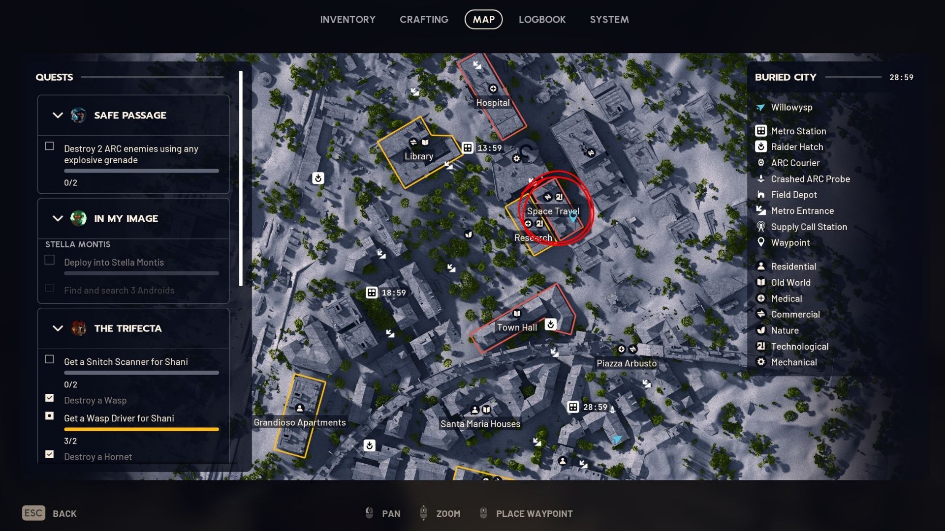 An image showing the map location of the Space Travel building in Arc Raiders - 8