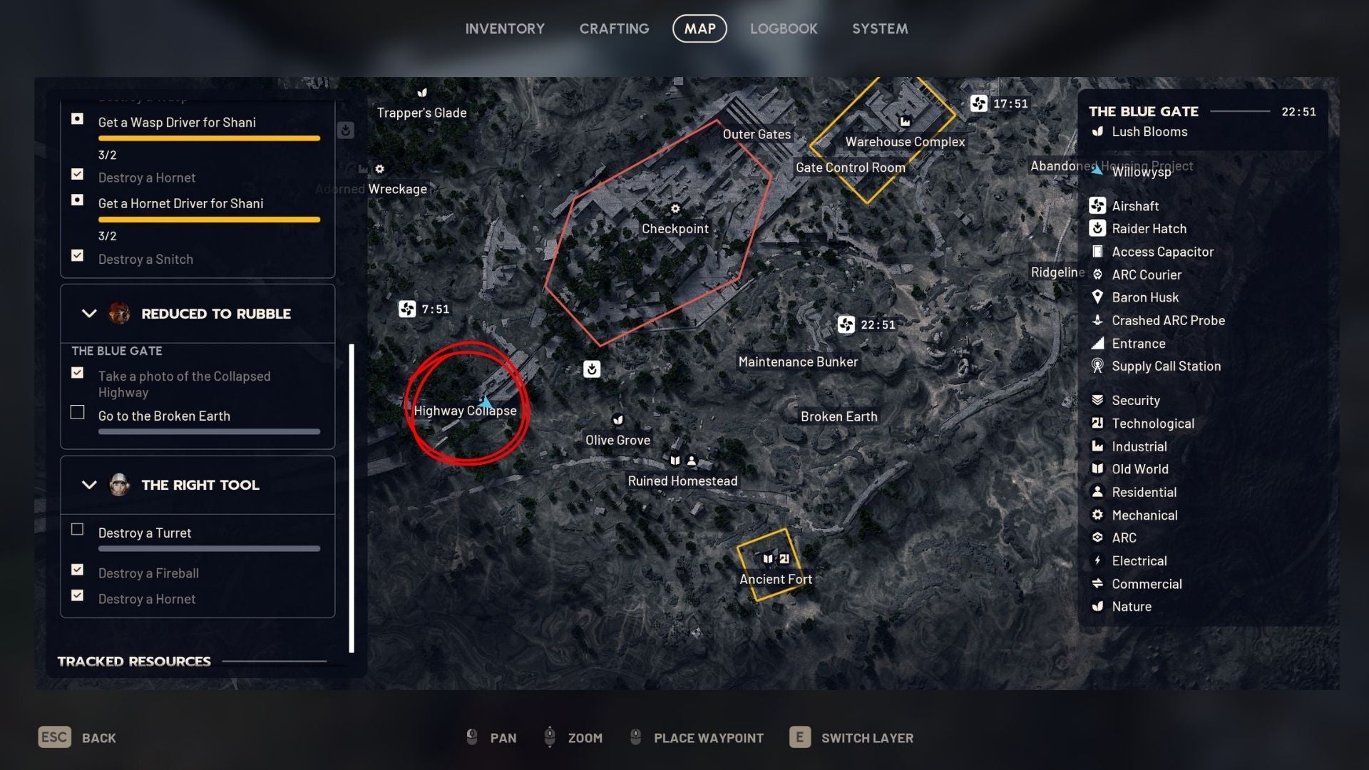 An image showing the map location of the Collapsed Highway in Arc Raiders Reduced to Rubble quest - 4