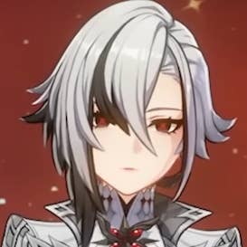 Arlecchino from the neck up in Genshin Impact.