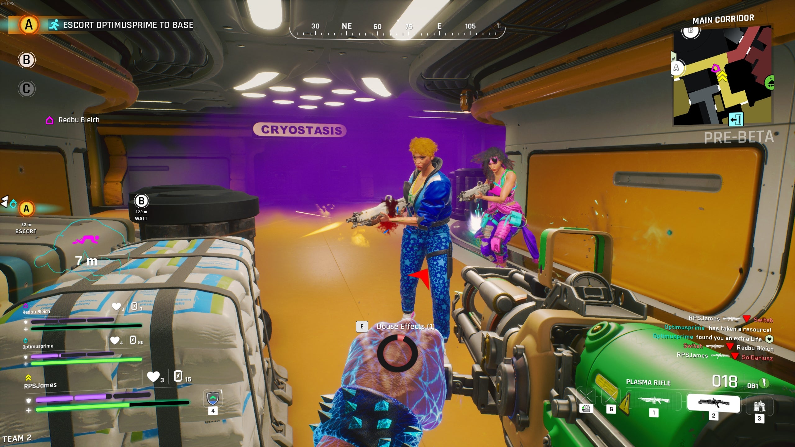 Gunfighting in a tight corridor in Ascendant Infinity.