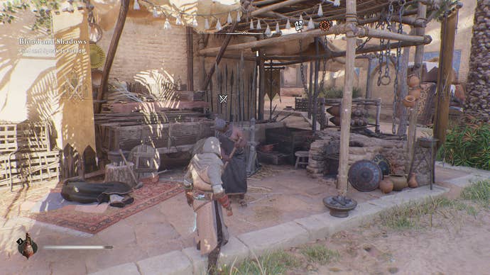 Basim speaks with a Blacksmith in Assassin’s Creed Mirage