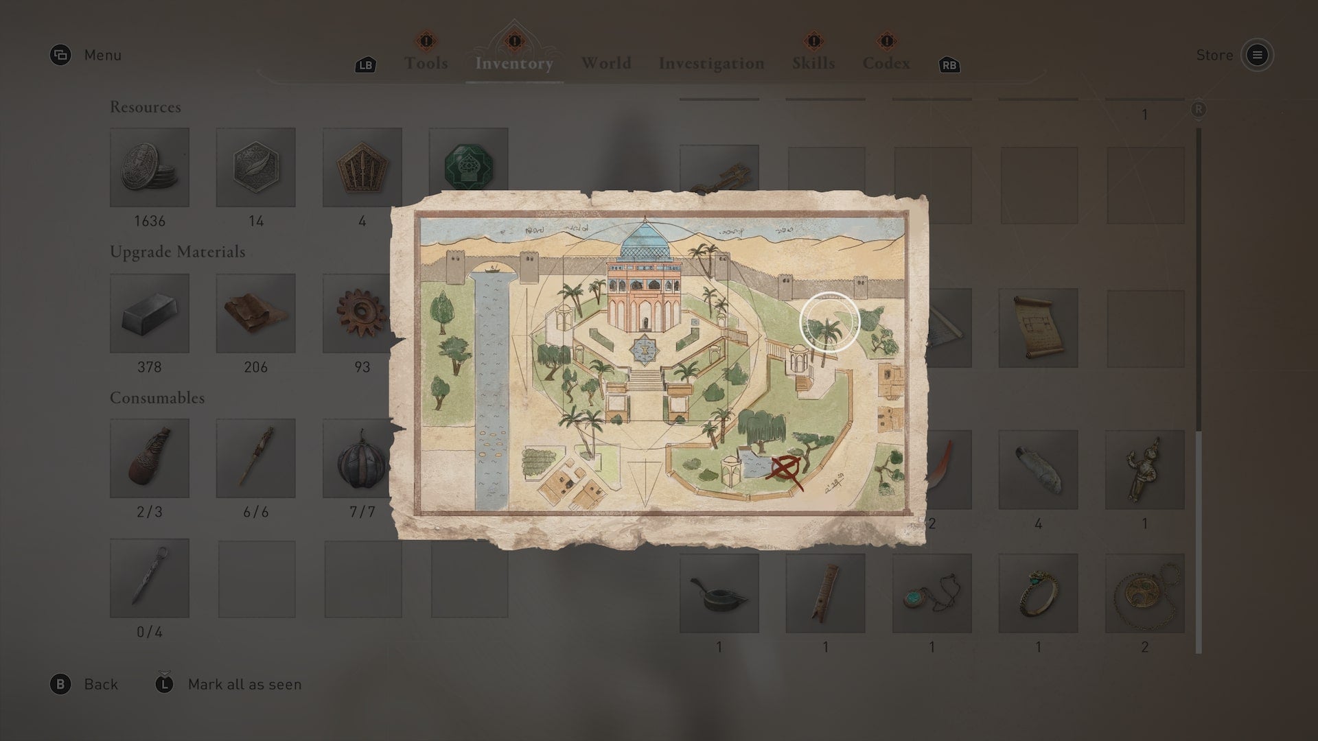 An enigma clue of a dome building in Assassin&rsquo;s Creed Mirage showing where to find a treasure
