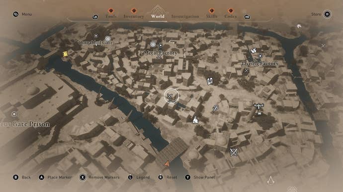 A map showing where to find the Left Behind enigma in Assassin’s Creed Mirage