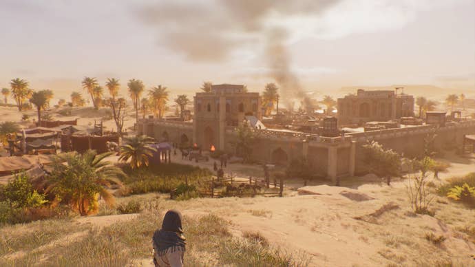 Basim looks over a city in Assassin’s Creed Mirage
