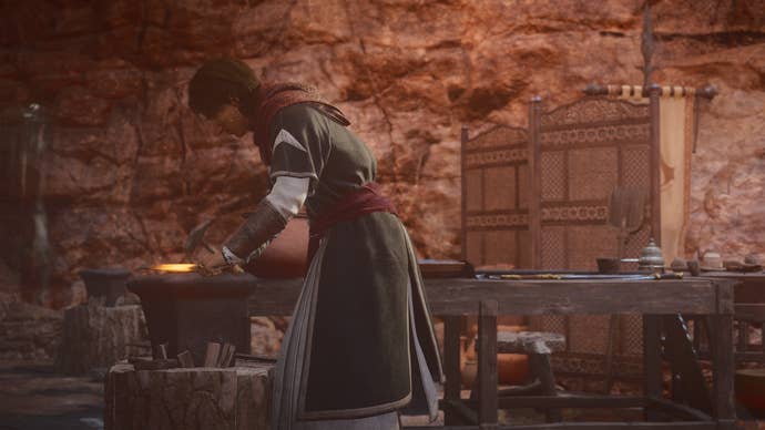 Rebekah forges a weapon in Assassin’s Creed Mirage
