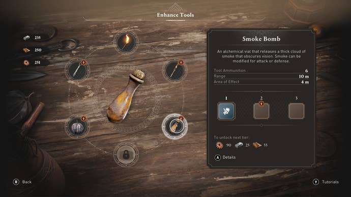 The tools menu in Assassin’s Creed Mirage