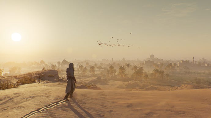 Basim walks the desert outside Baghdad in Assassin’s Creed Mirage.