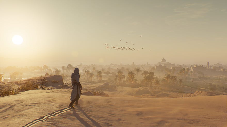 Basim walks the desert outside Baghdad in Assassin’s Creed Mirage.