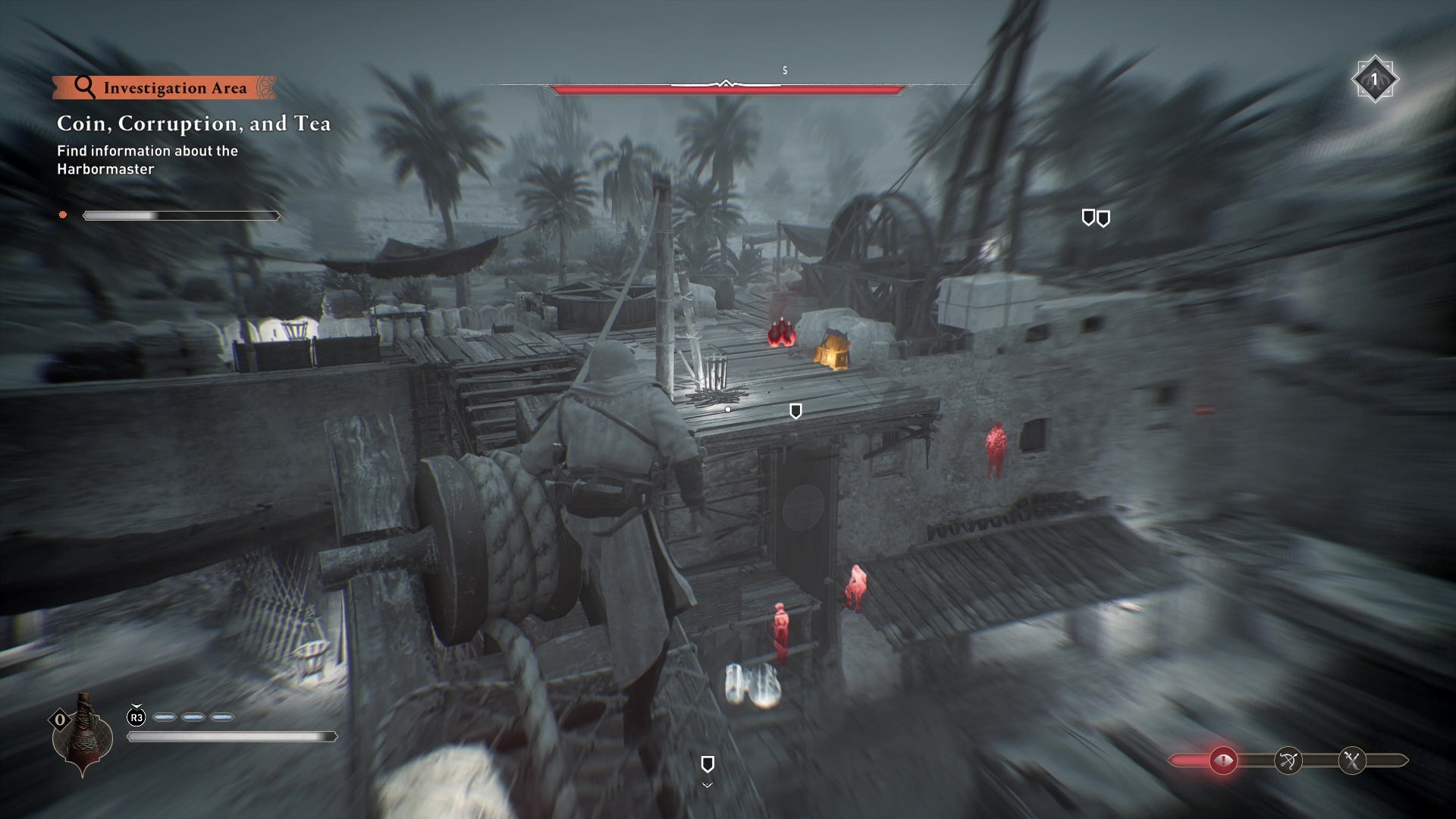 The player enters eagle vision mode in Assassin&rsquo;s Creed Mirage