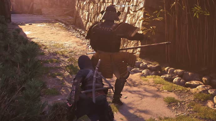 Assassin’s Creed Shadows stealth assassination from prone screenshot.