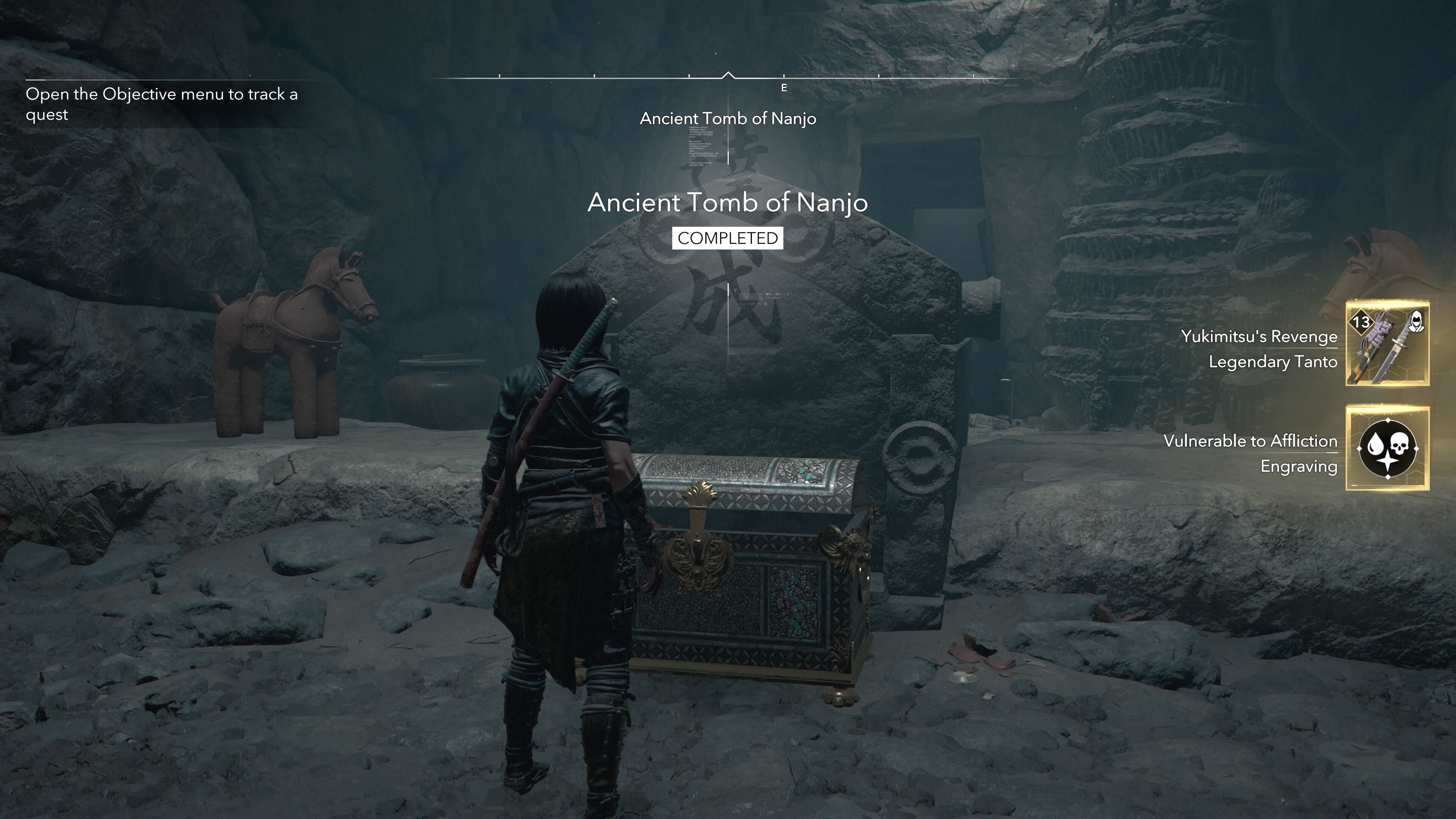 The rewards in the Legendary Chest found inside the Ancient Tomb of Nanjo Kofun in Assassin&rsquo;s Creed Shadows.
