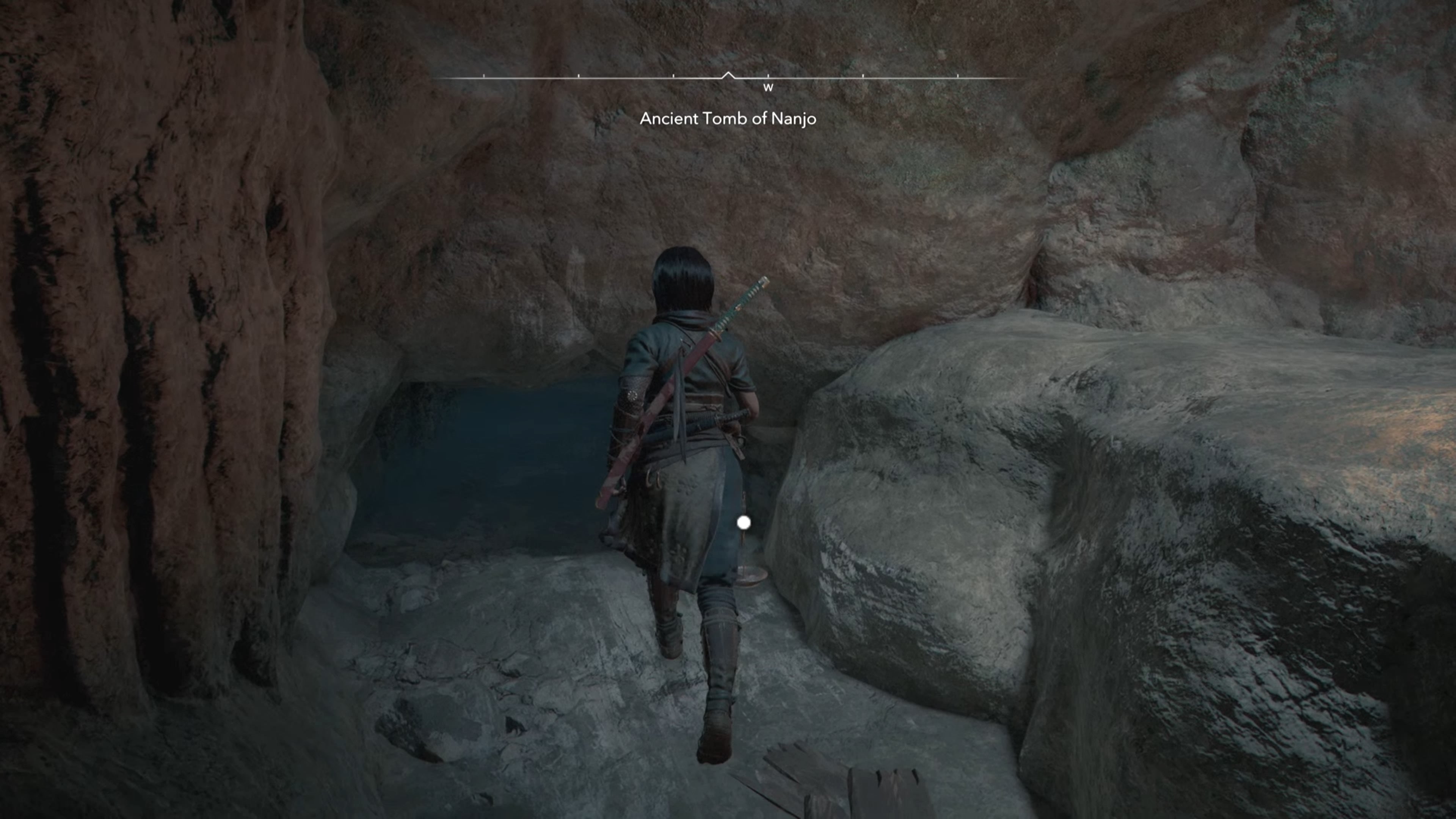 Naoe in a cave in Assassin&rsquo;s Creed Shadows.