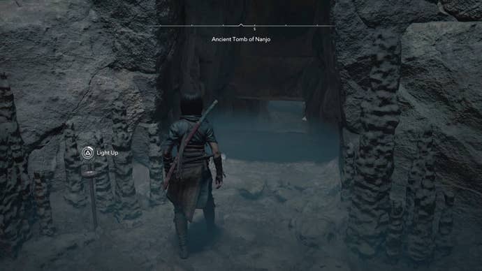 Naoe in a cave in Assassin’s Creed Shadows.