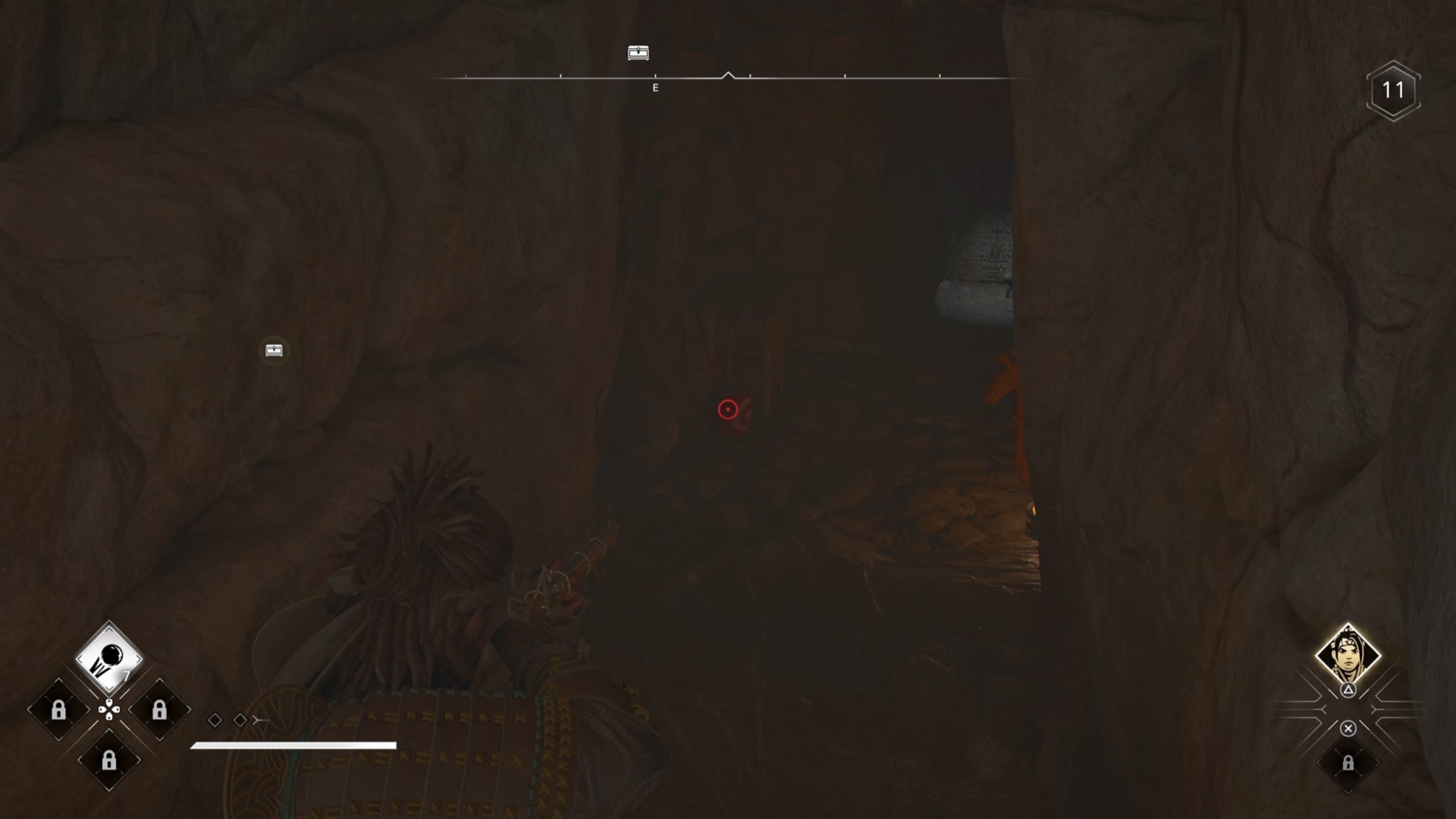 Yasuke aiming his bow at a red jar in Assassin&rsquo;s Creed Shadows.