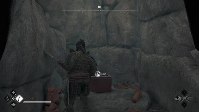 A chest inside the Azuchi Kyotanyama Kofun in Assassin’s Creed Shadows.