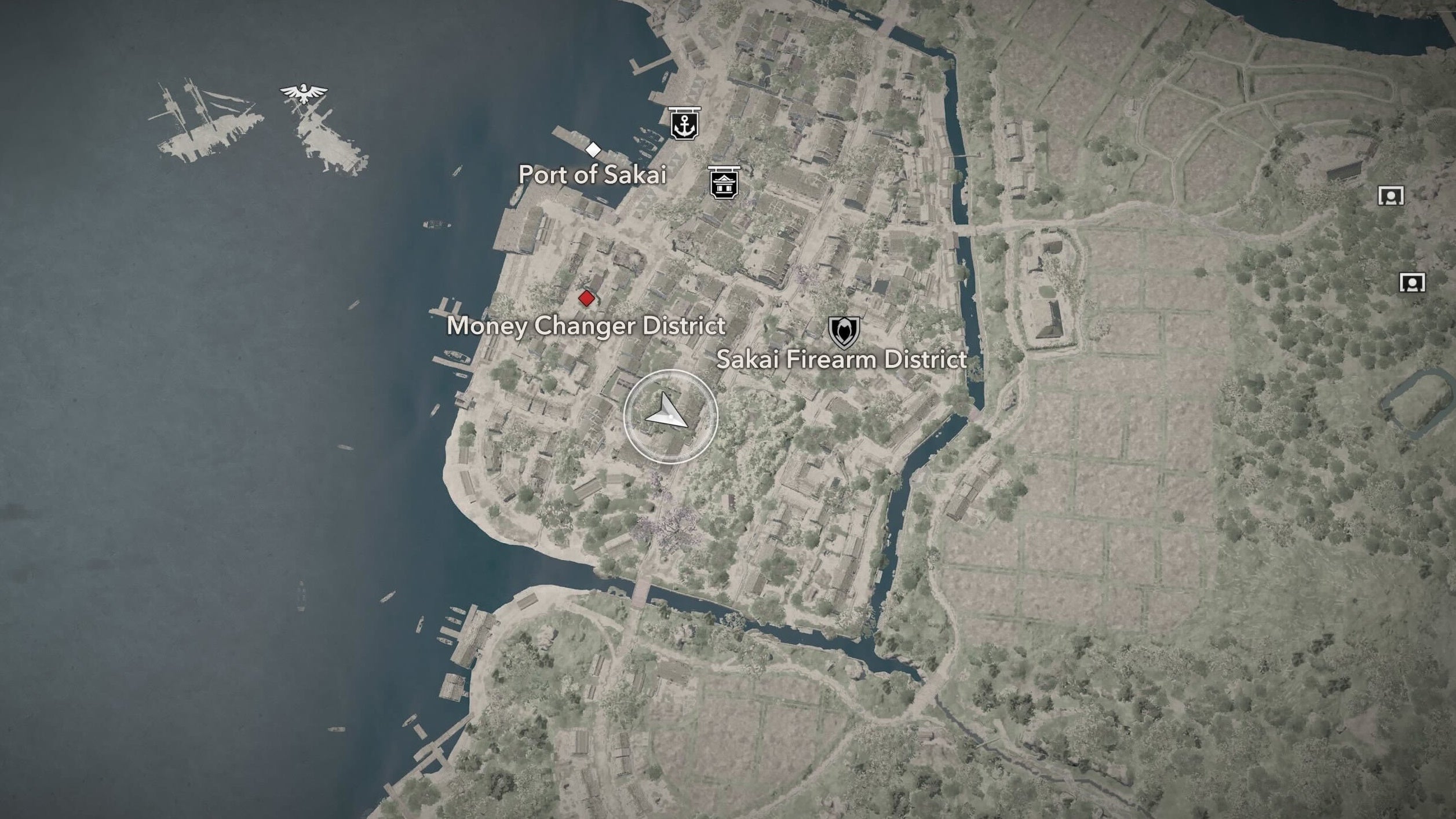 Map view of Imai Sokyu&rsquo;s location in Assassin&rsquo;s Creed Shadows.