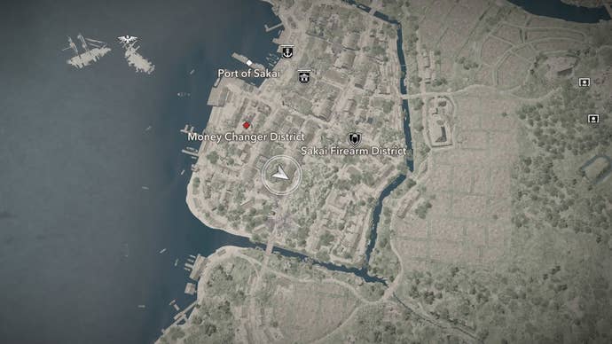 Map view of Imai Sokyu’s location in Assassin’s Creed Shadows.