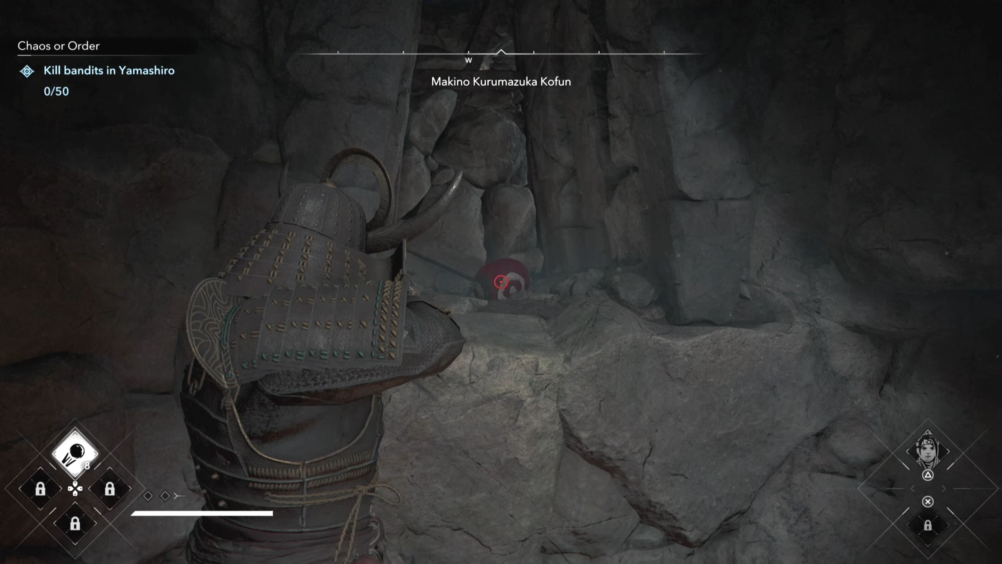 Yasuke aiming his Teppo at a red explosive jar in Assassin&rsquo;s Creed Shadows.