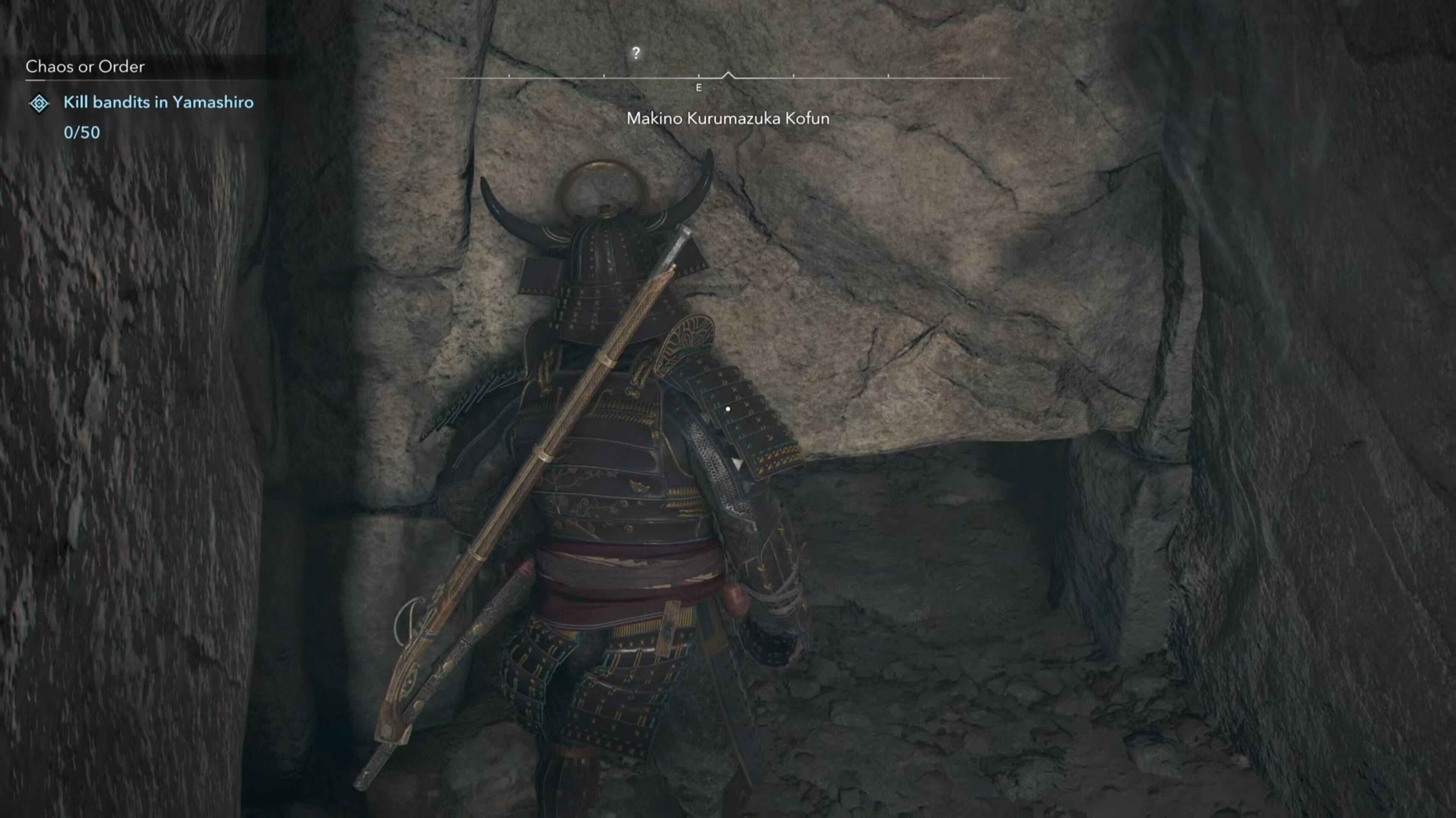 Yasuke looking at a gap in the wall in Assassin&rsquo;s Creed Shadows.